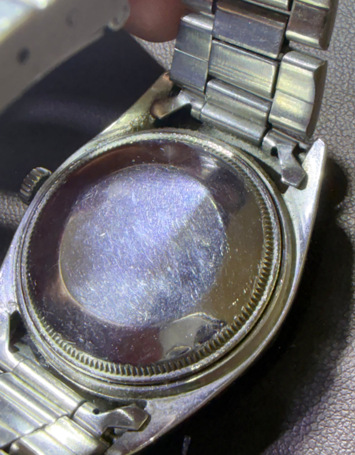 Watch caseback and bracelet before overhaul