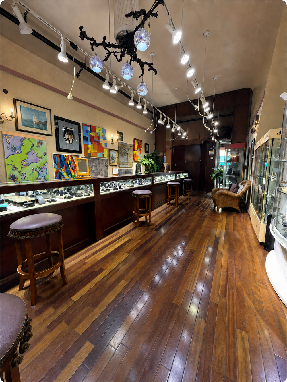 Interior of the Kupfer Fine Jewelry showroom in Burlingame