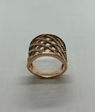 "Basketweave" Rose gold ring with diamonds by Kupfer Design
