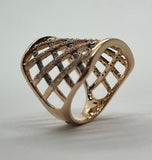 "Basketweave" Rose gold ring with diamonds by Kupfer Design